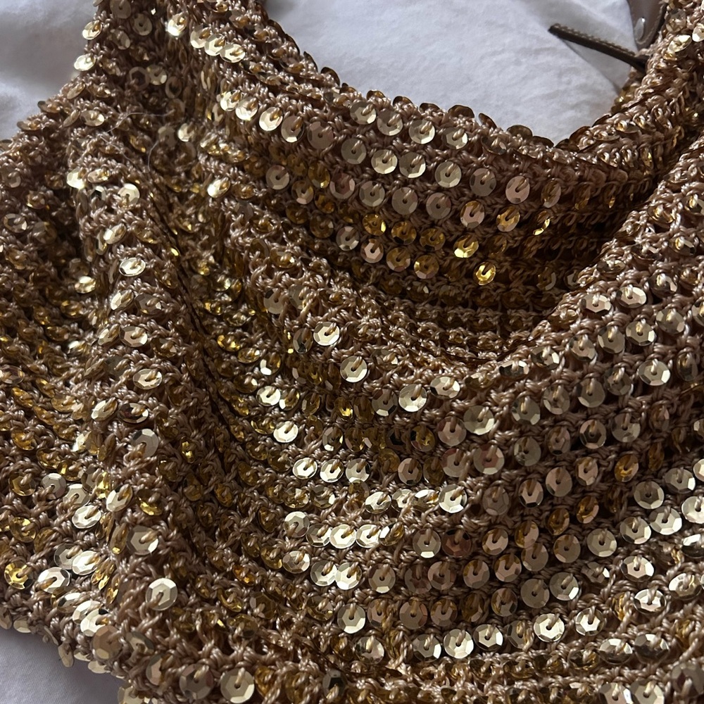 Gold Sequin Shoulder Bag - Women - Picture 4 of 6